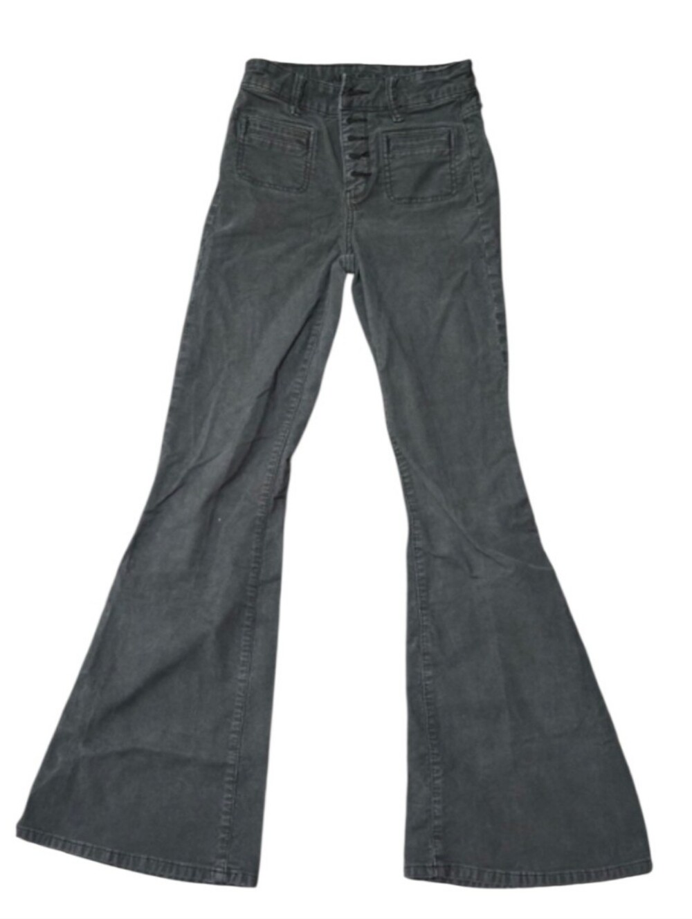 American Eagle Gray High Rise Button Fly Flare Jeans Women's Size 00 Stretch